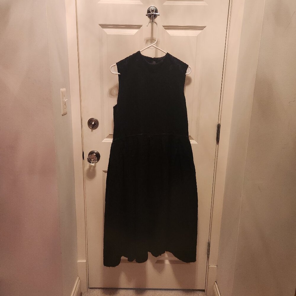 Vintage 1960s Black Floral Brocade Dress